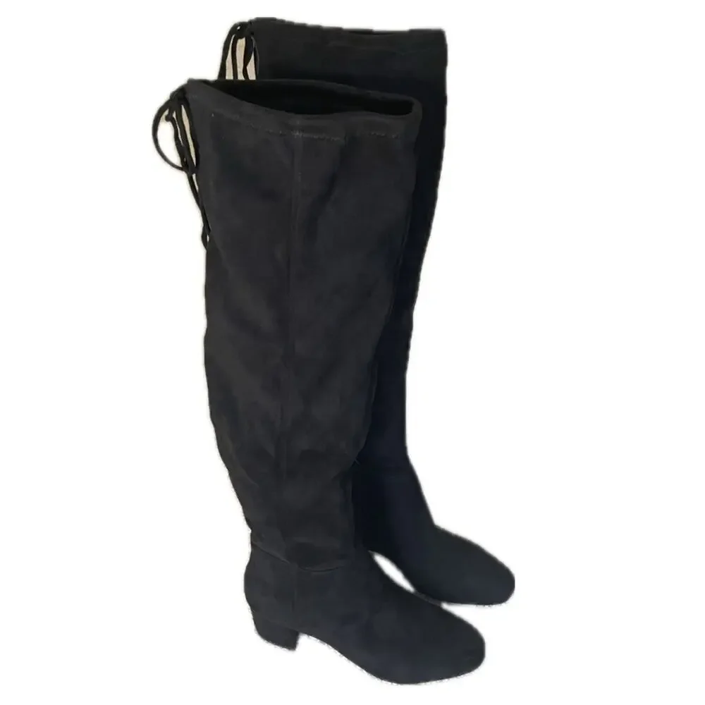 GAP Over the Knee Slouch Boots Faux Suede Block Heel Women’s Size 10 Black NWOT